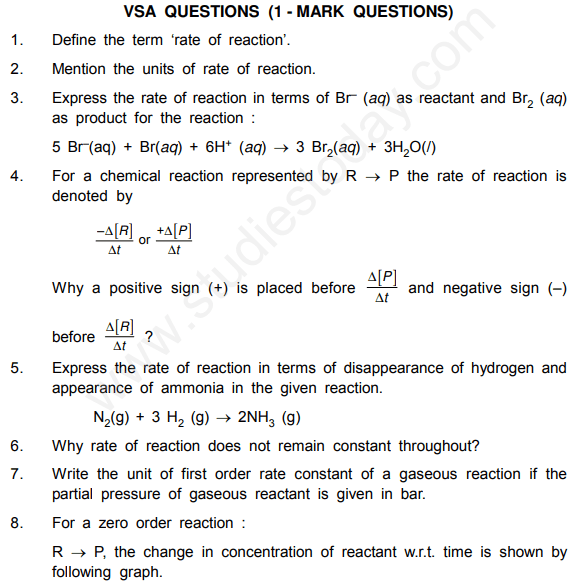 CBSE Class 12 Chemistry Chemical Questions